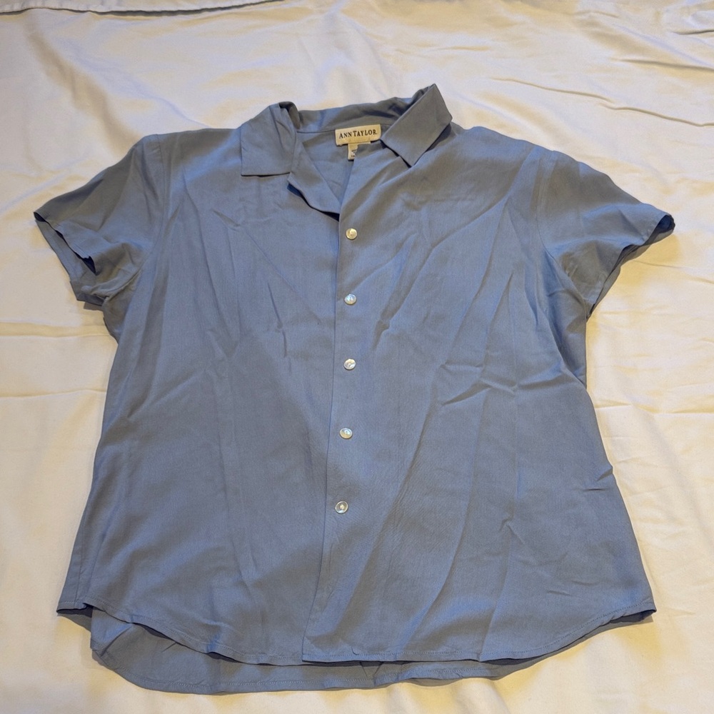 Ann Taylor Soft Blue Silk Blouse